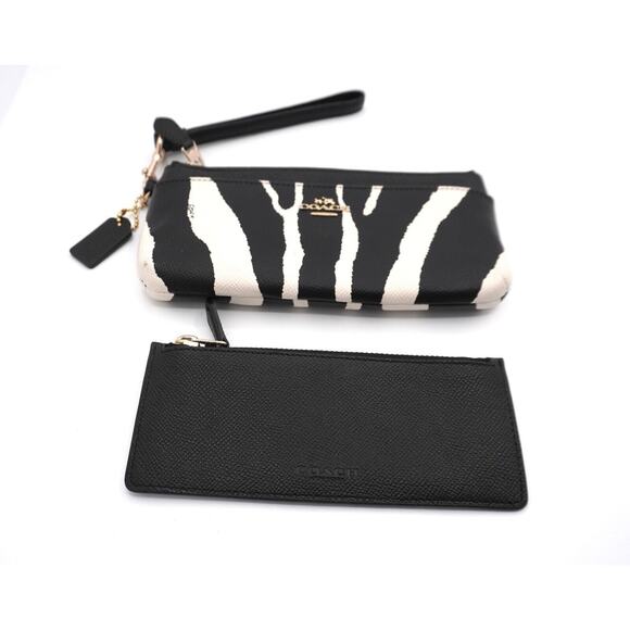 Coach Zebra Striped Wallet Clutch with Pouch, Black & Off White, Sz: OS, 38-16 - Picture 4 of 8